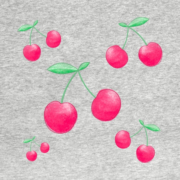 Cherry illustration sticker, summer fruit by ColorsHappiness